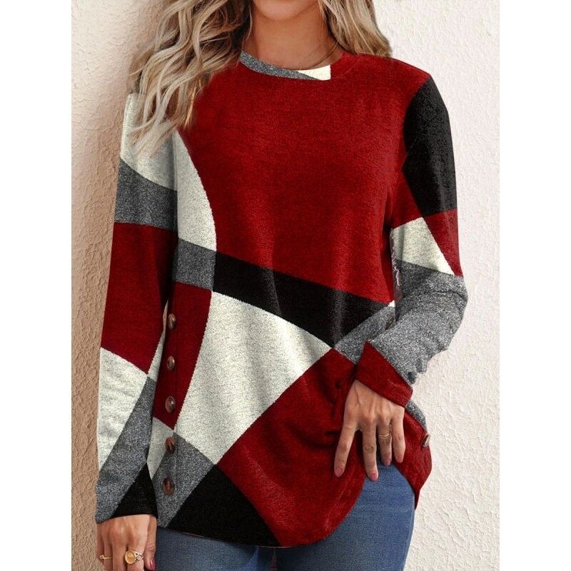 Blusa de Luxo Geométrica Manga Longa - Image 6
