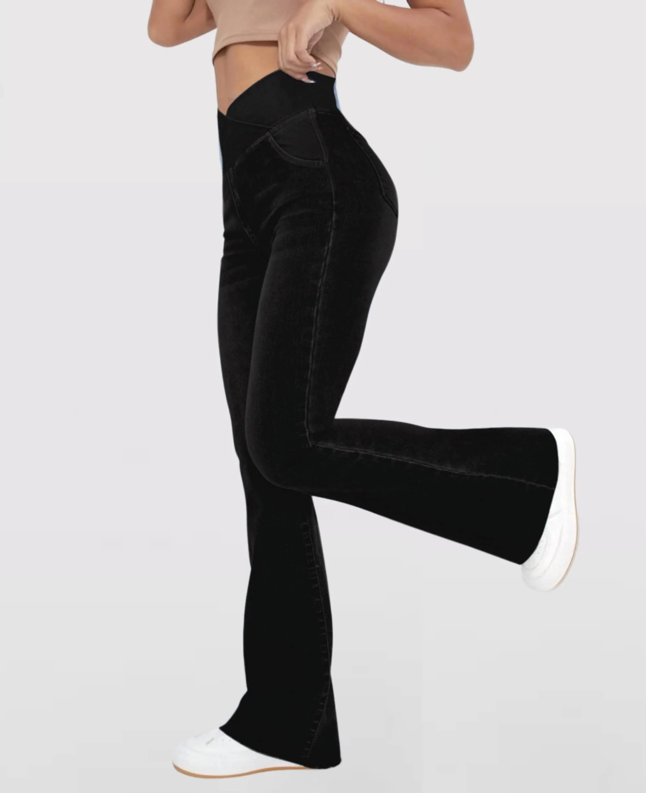 Calça Jeans de Cintura Alta Cruzada (Barriga Chapada) - Image 11