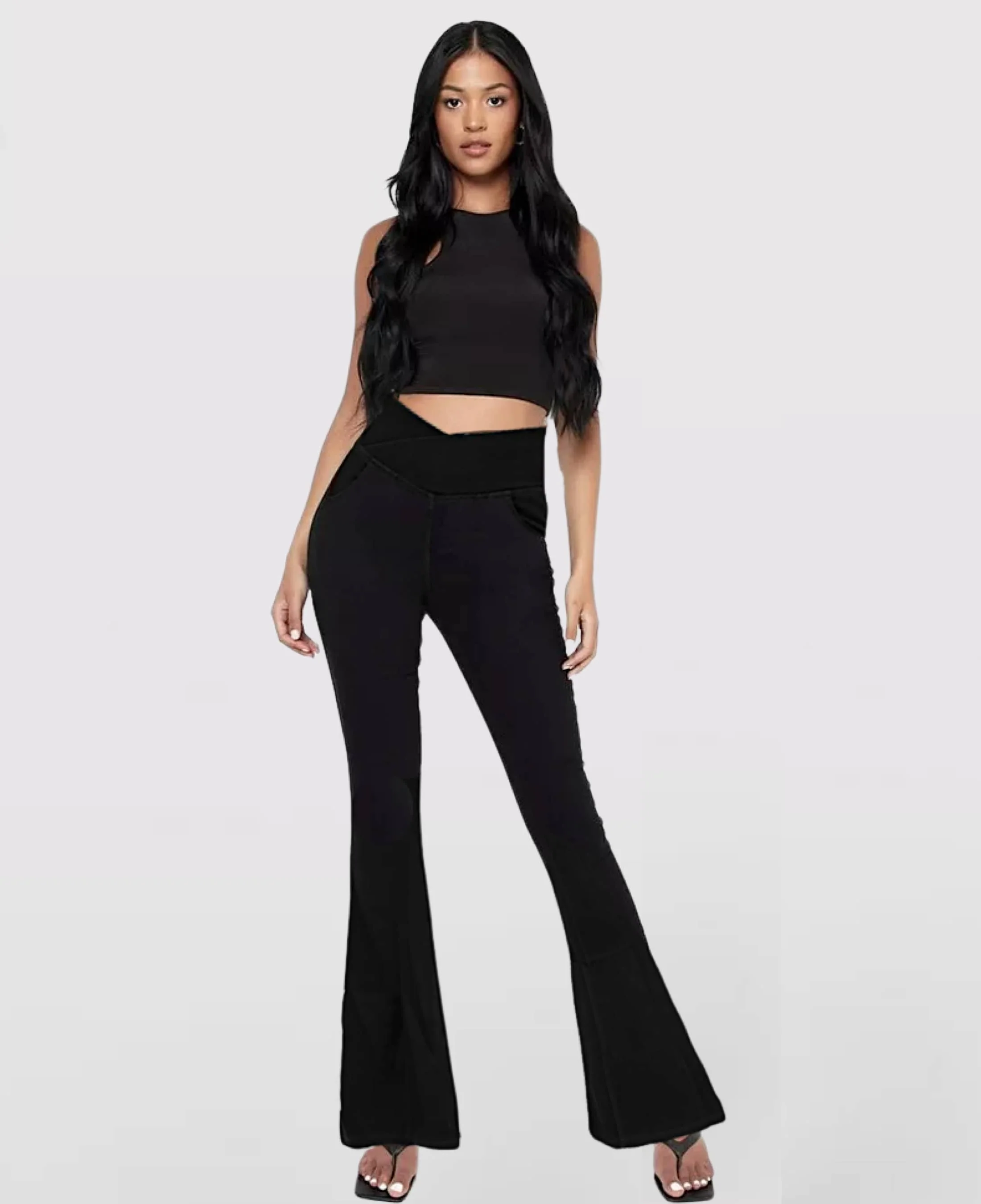 Calça Jeans de Cintura Alta Cruzada (Barriga Chapada) - Image 3