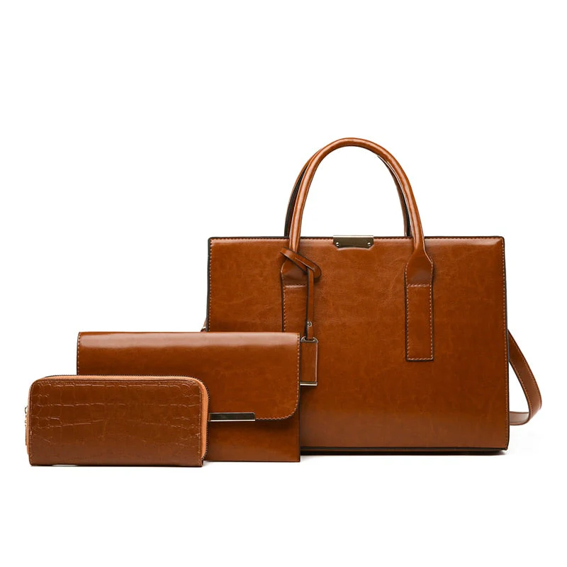 Conjunto Feminino em Couro Bolsa + 2 Carteira - Premium Bags