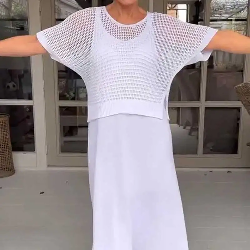 Conjunto Maresia - Com Top de CrochĂȘ Artesanal e Vestido Fluido - Image 7