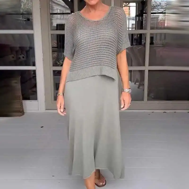 Conjunto Maresia - Com Top de CrochĂȘ Artesanal e Vestido Fluido - Image 8