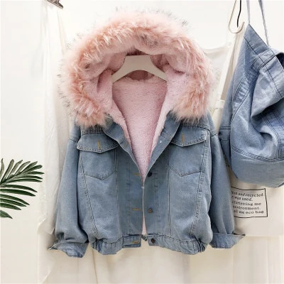 Jaqueta Jeans Feminina com Pelo - Image 3
