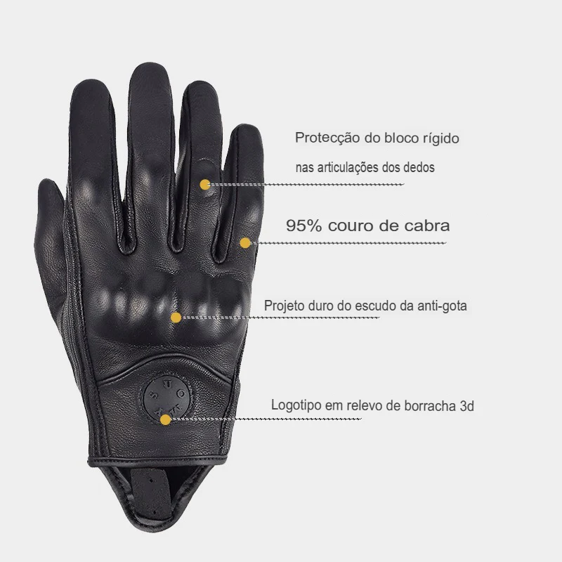 Luva Motoqueiro Couro Impermeável - Image 6