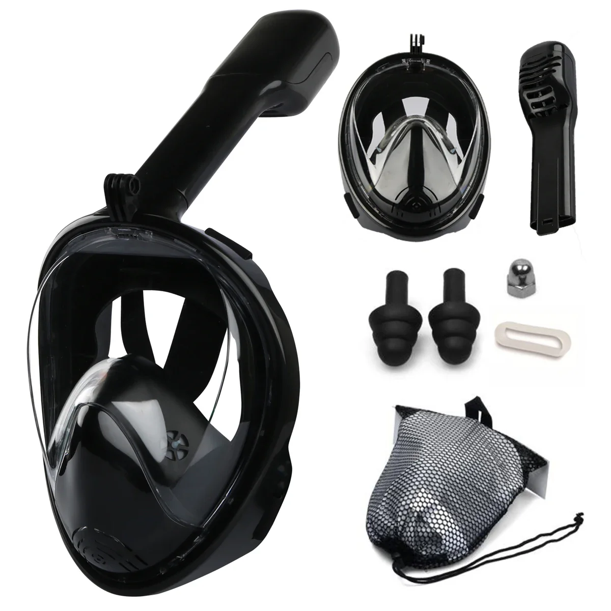 Máscara de Mergulho Snorkel | Kit Anti-estrondo e Suporte para câmera